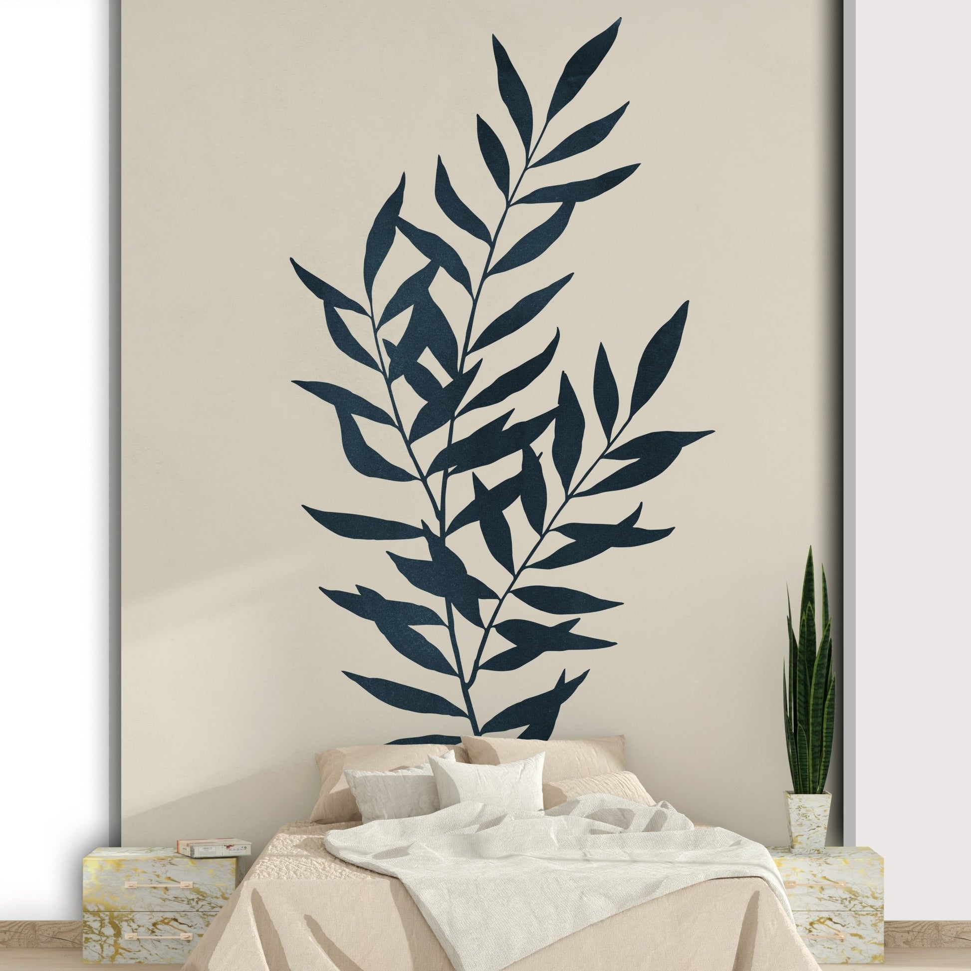 Elegant plant silhouettes in the Botanical Silhouette II wall mural.

