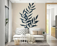 Chic botanical silhouette wallpaper mural for a stylish space.

