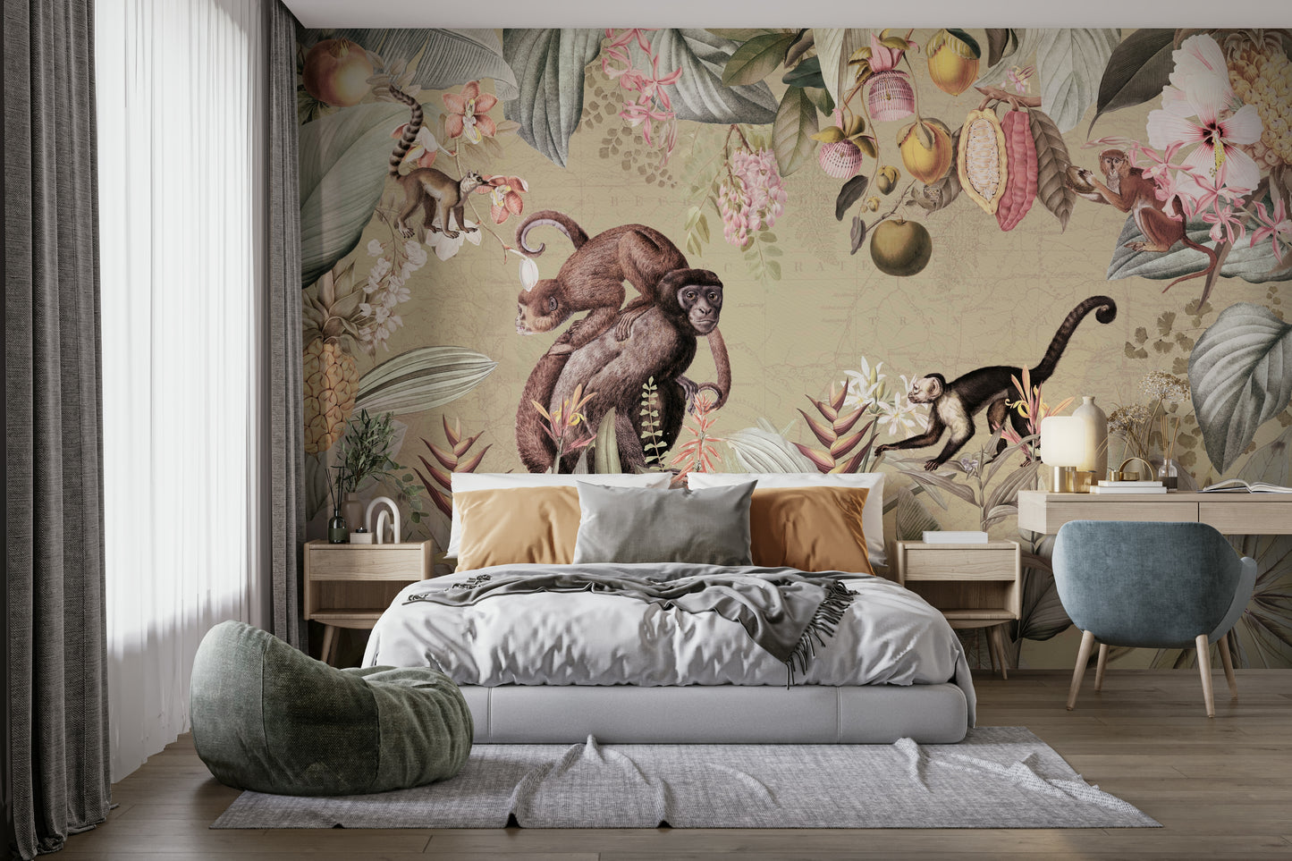 Vintage botanical wall mural bringing nature’s beauty indoors

