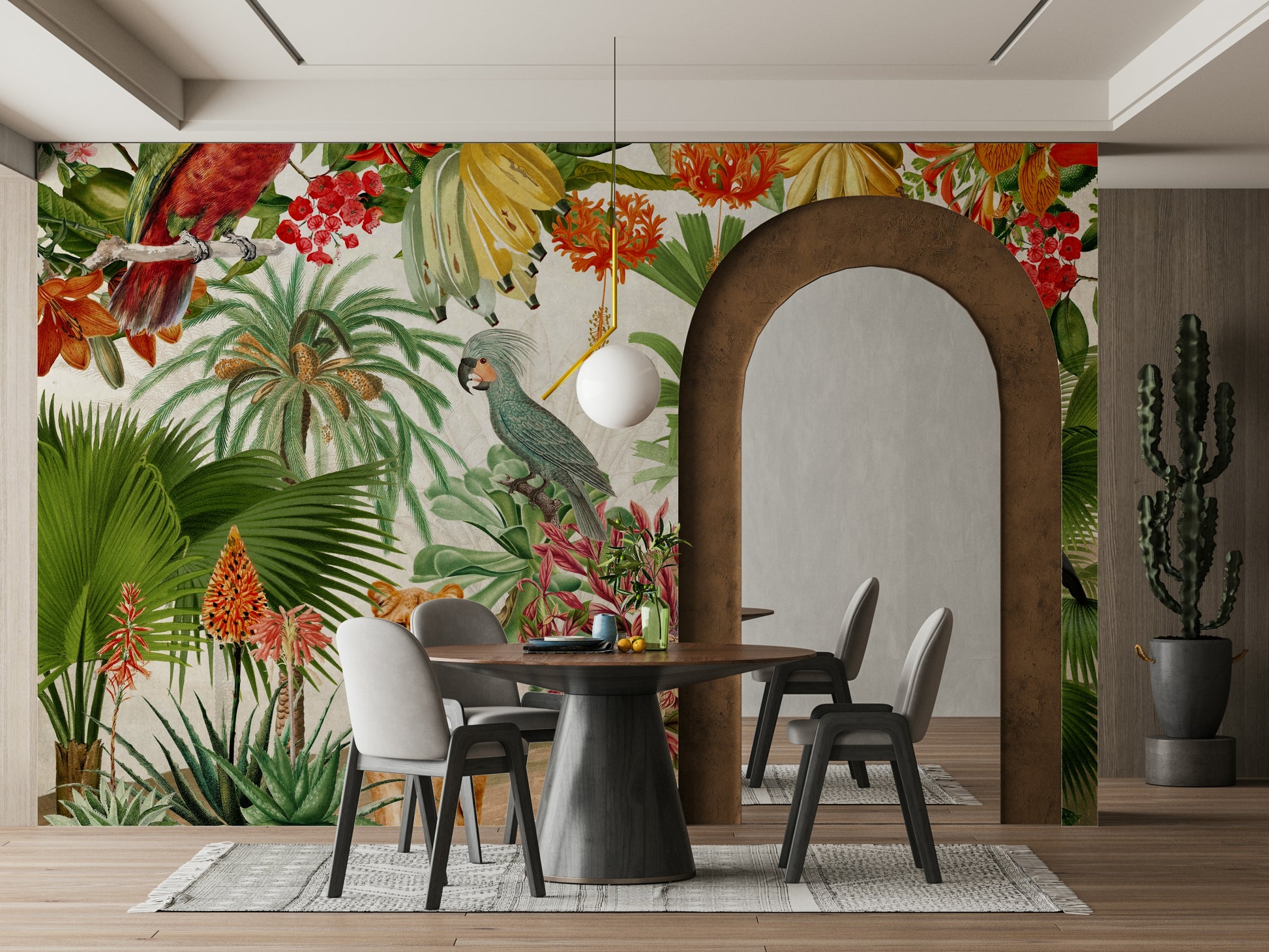 Botanical Vintage Rhapsody wall mural with lush greenery

