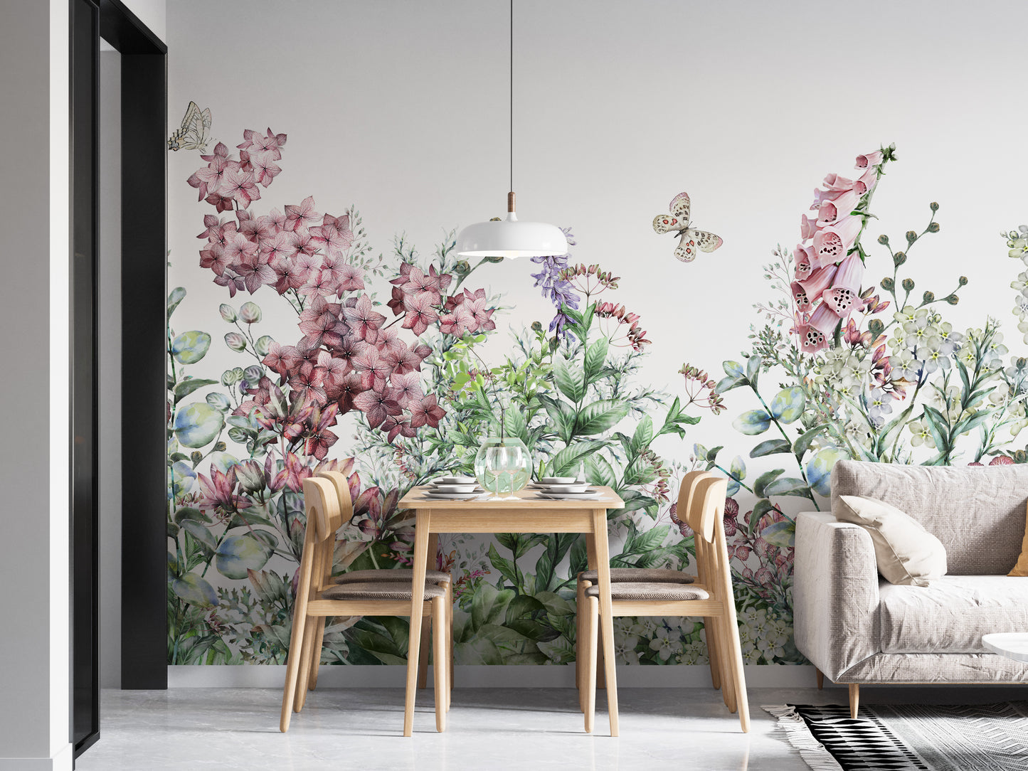 Botanical Wild Flowers & Herbs Wallpaper Mural - Giffywalls