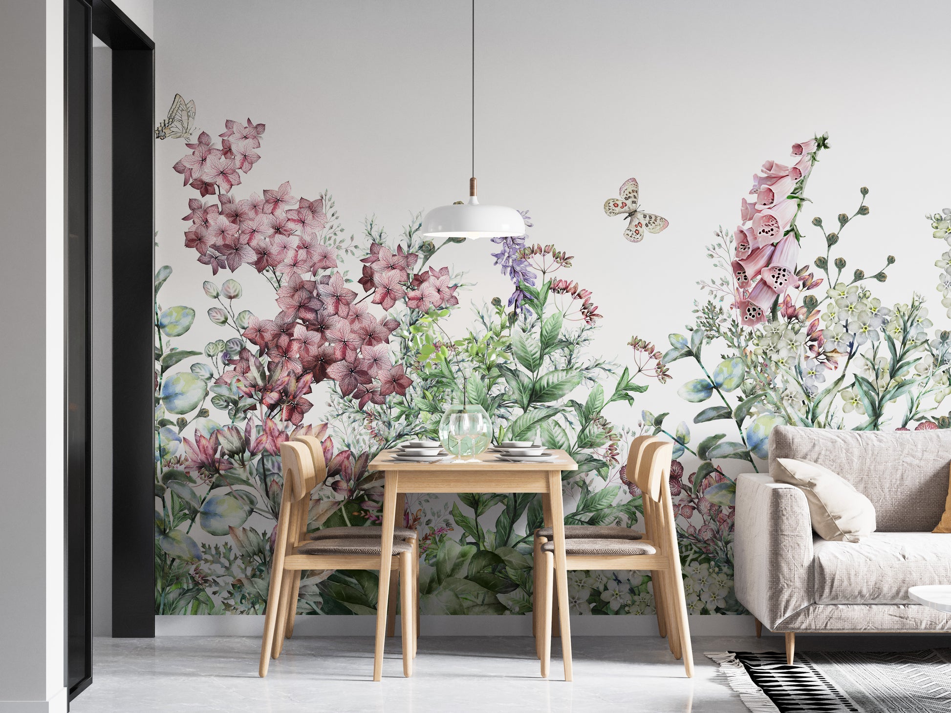 Botanical Wild Flowers & Herbs Wallpaper Mural - Giffywalls