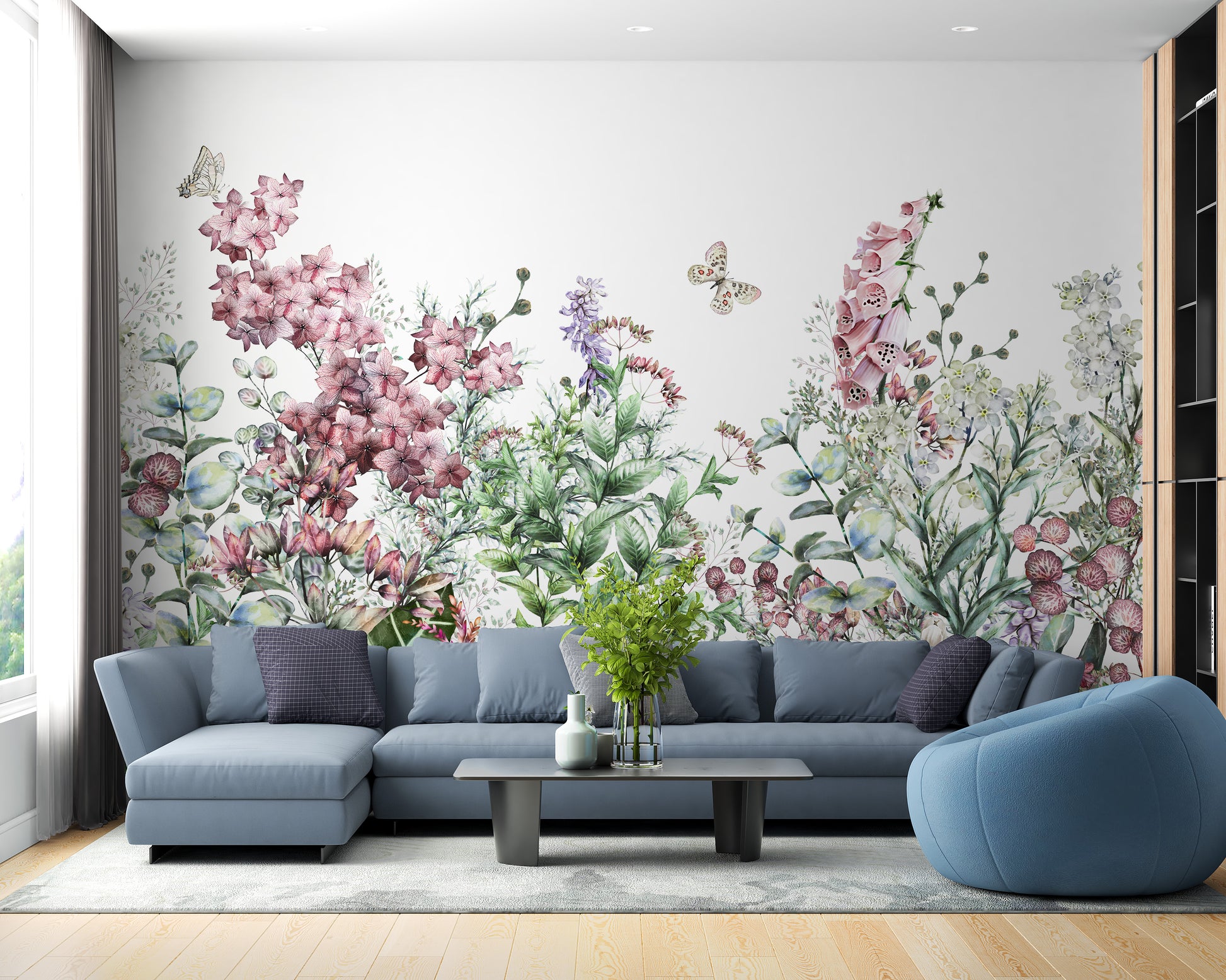 Wildflowers and herbs wallpaper mural for nature lovers