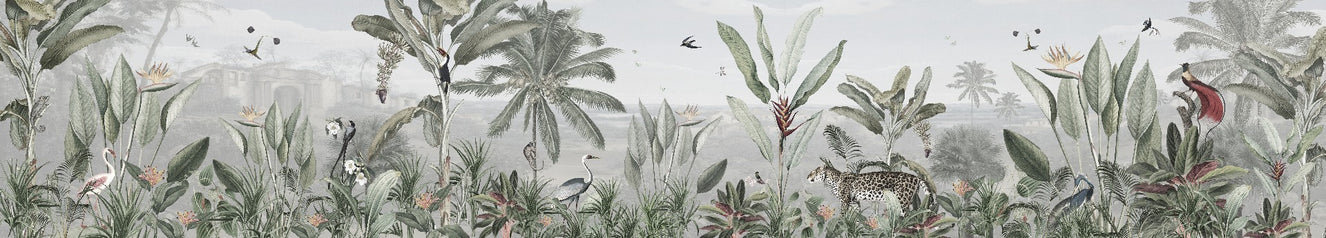 Murali murali di sfondi degli uccelli della foresta verde