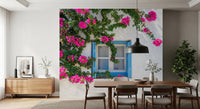 Bougainvillea by Blue Window Wall Mural