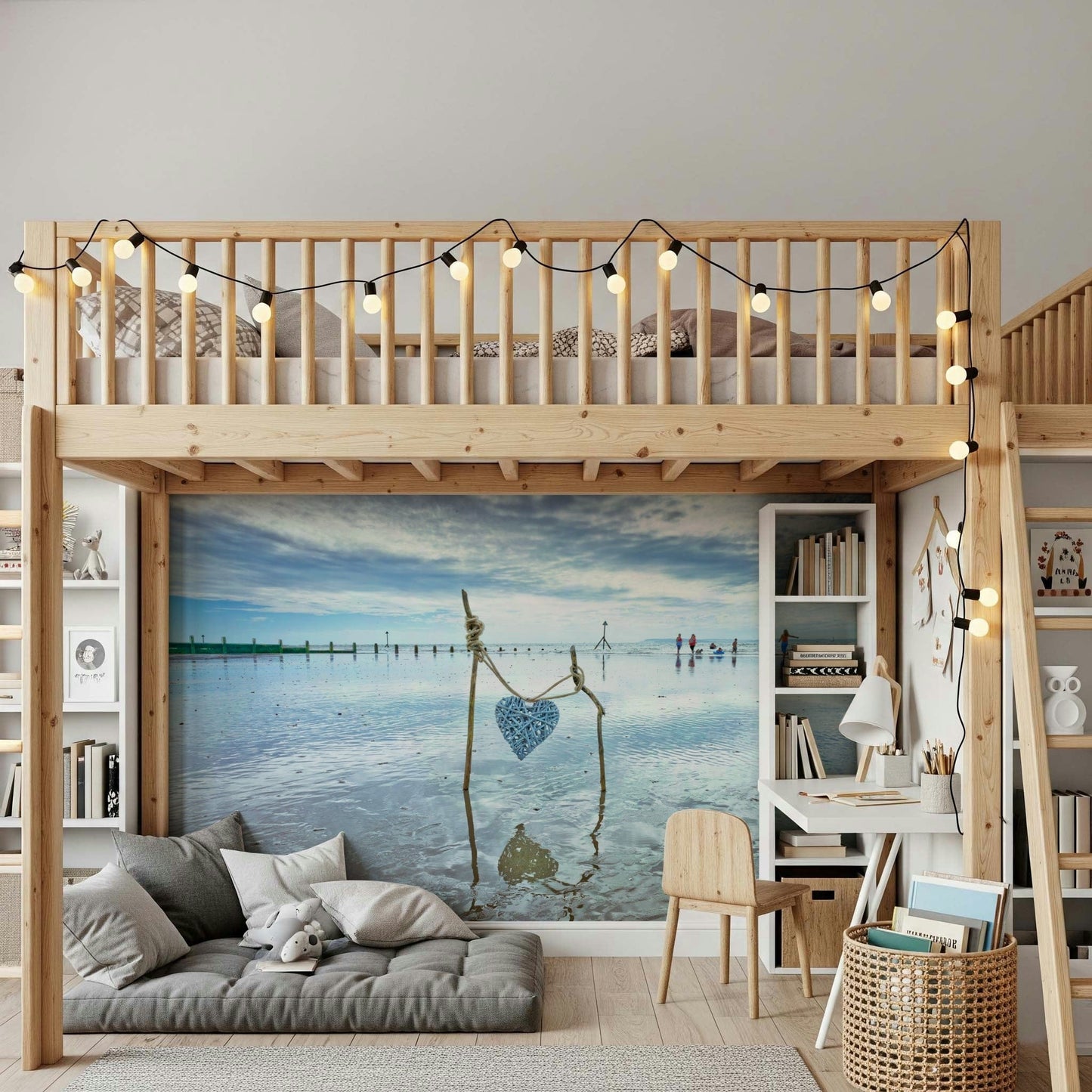 Woven heart tied by rope Bound by Love wallpaper coastal mood.