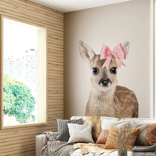 Bow-tiful Deer Wall Mural with a deer adorned with a bow

