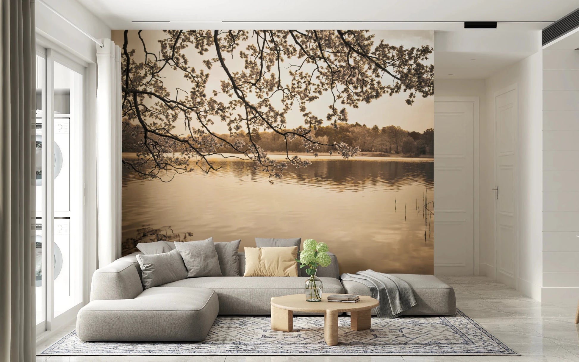 Branches above Lake Wall Mural