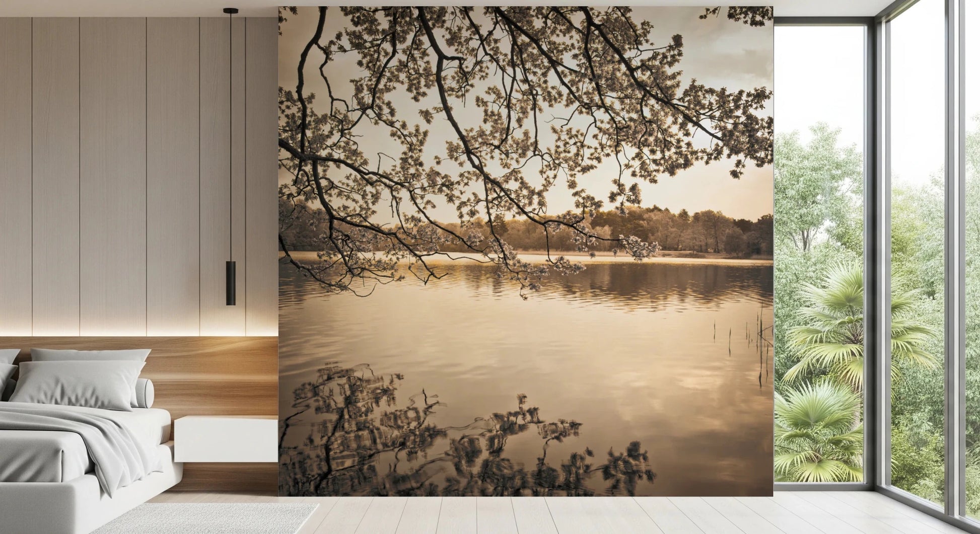 Branches above Lake Wall Mural