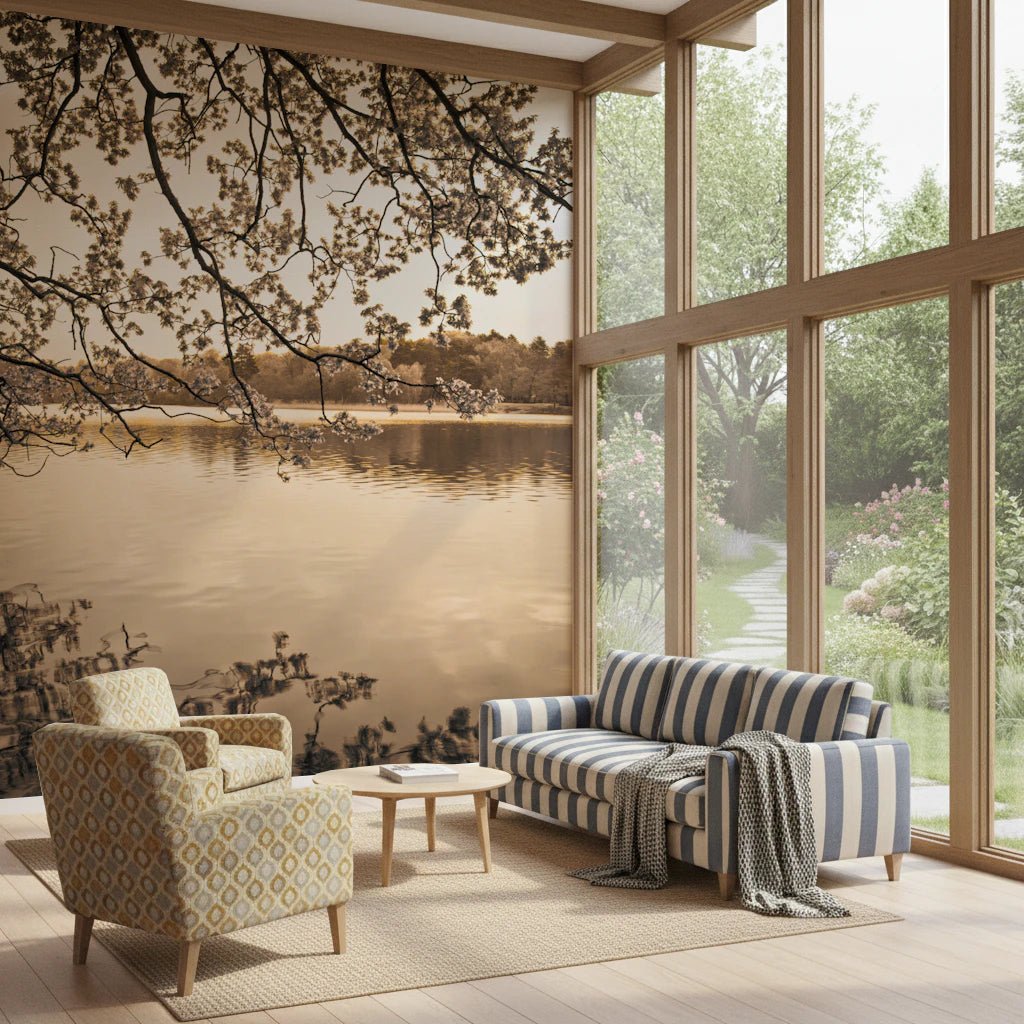 Branches above Lake Wall Mural