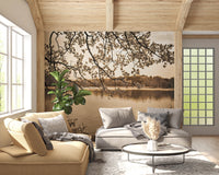 Branches above Lake Wall Mural