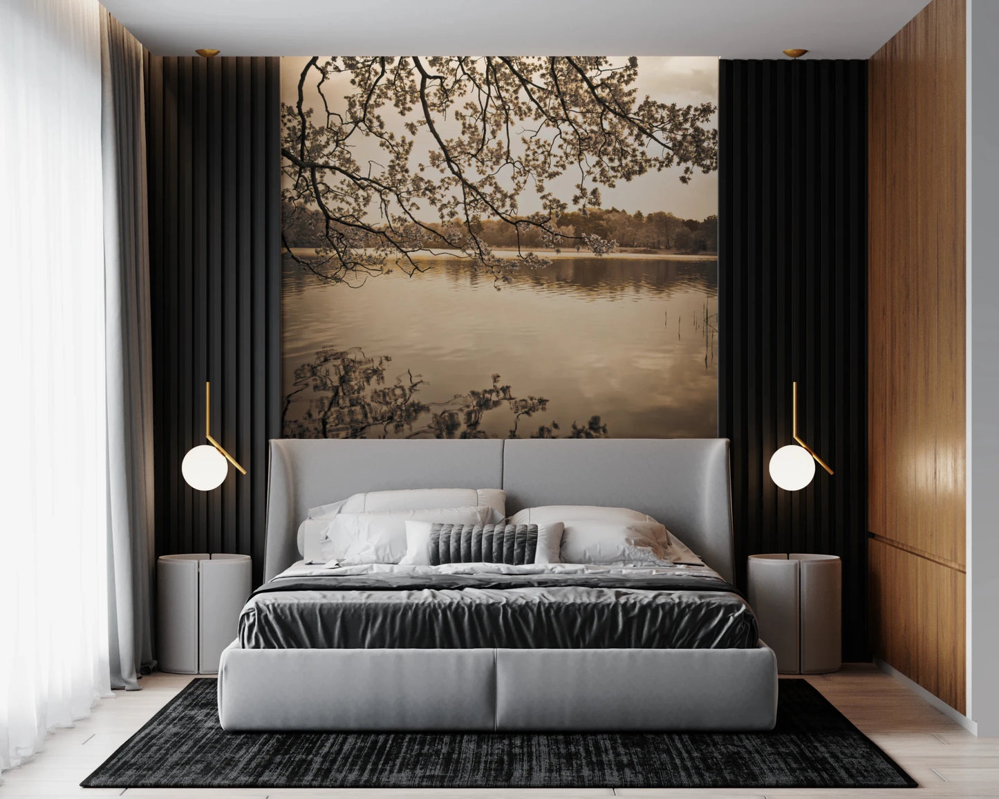 Branches above Lake Wall Mural