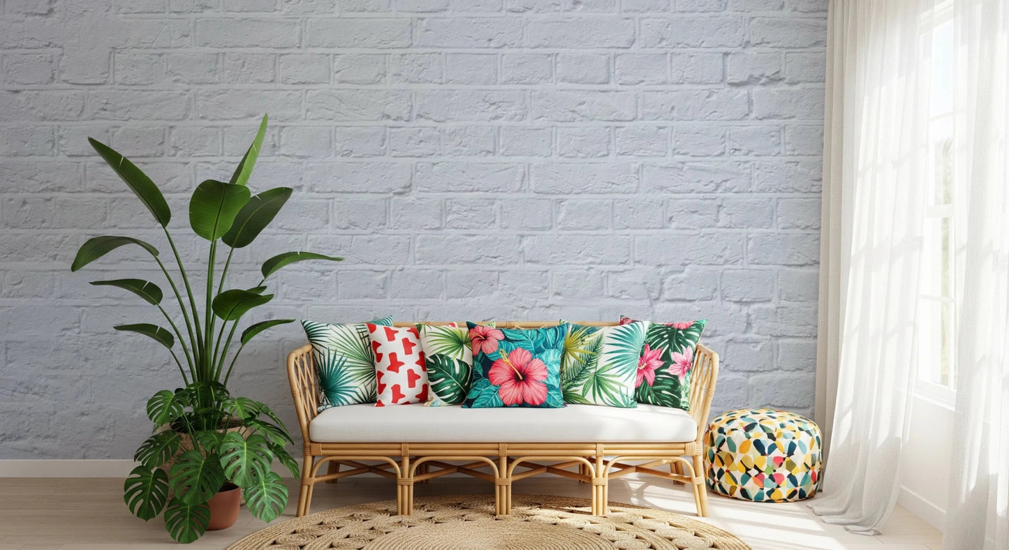 Brick wallpaper creating a moody and bold backdrop