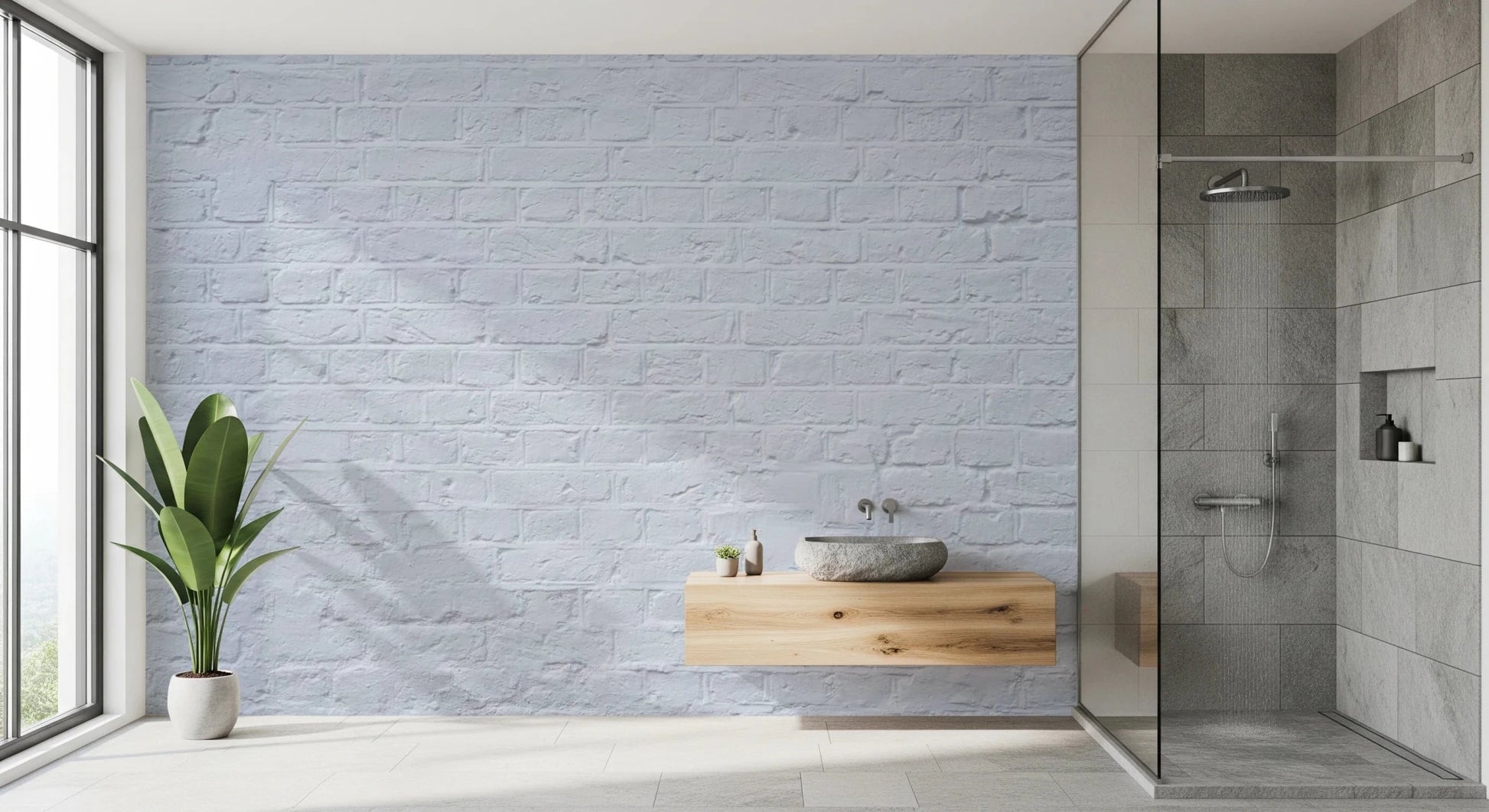 Industrial loft style brick wall mural with subtle color variations