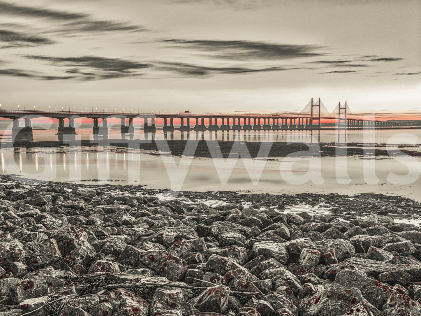 Bridge at Dusk Wall Mural