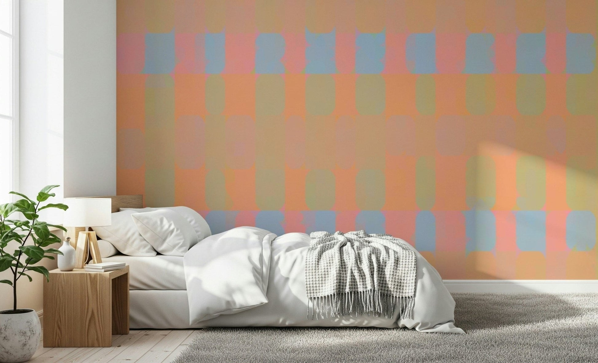 Contemporary pastel geometry wall mural design