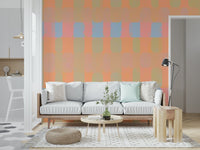 Vibrant pastel block style wall mural pattern