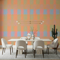 Trendy geometric wall mural with layered colors