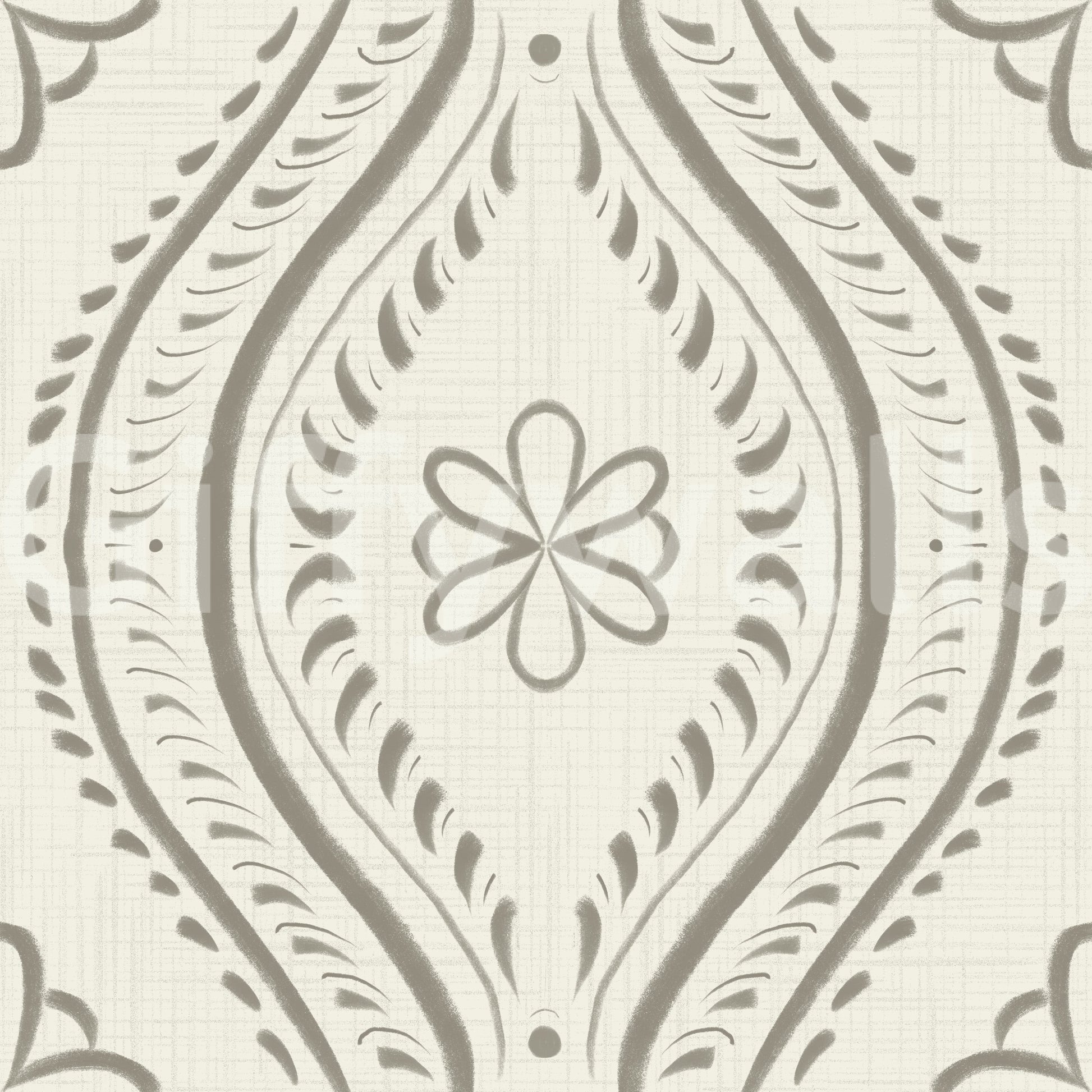 Ogee wall mural in fresh botanical tones

