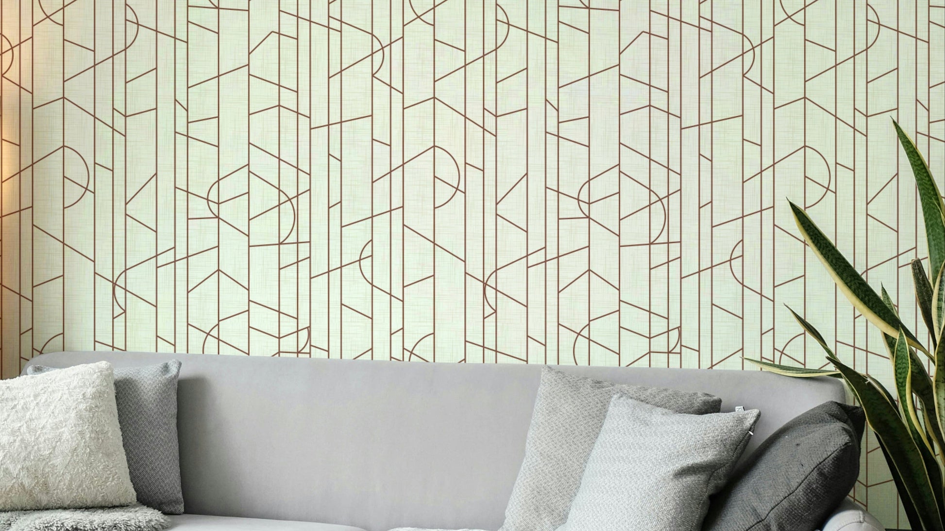 Elegant Lines Decor wallpaper in bright rust

