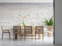 Natural stone stacked wall wallpaper mural adding texture, depth, and brightness to living spaces.