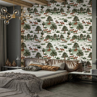 The wallpaper features a classic, elegant style.

