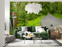 British Call Box Charm: a quintessential British symbol in a natural setting.