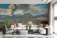 Majestic Java landscape Mount Bromo Eruption peel stick wallpaper.