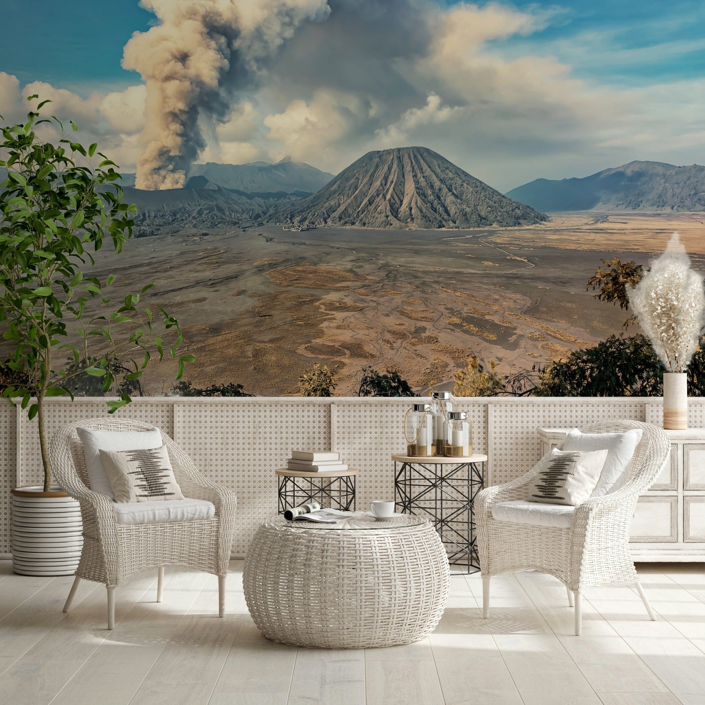 Active volcano wall mural featuring Mount Bromo Eruption ash.