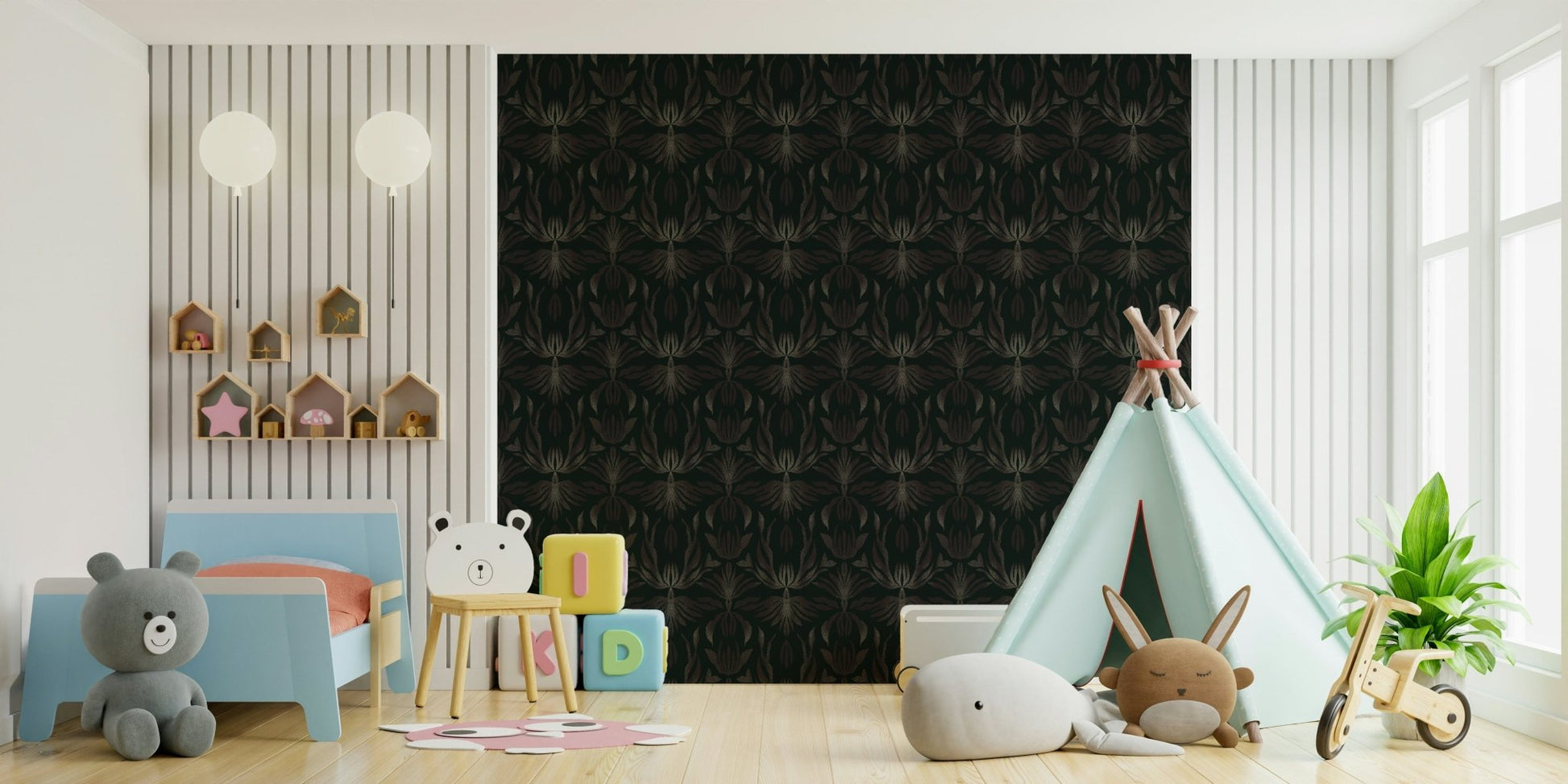 Artistic bronze floral wall mural for a refined and stylish interior space.