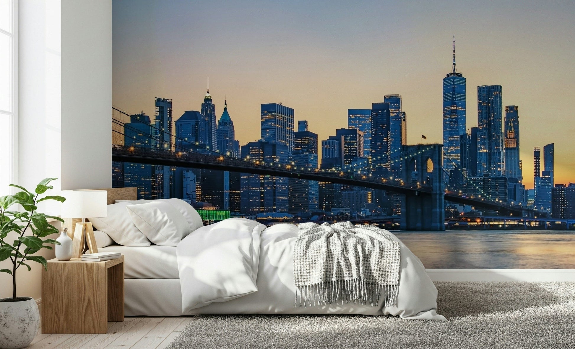 Brooklyn Bridge Dusk wallpaper for walls twilight shimmer