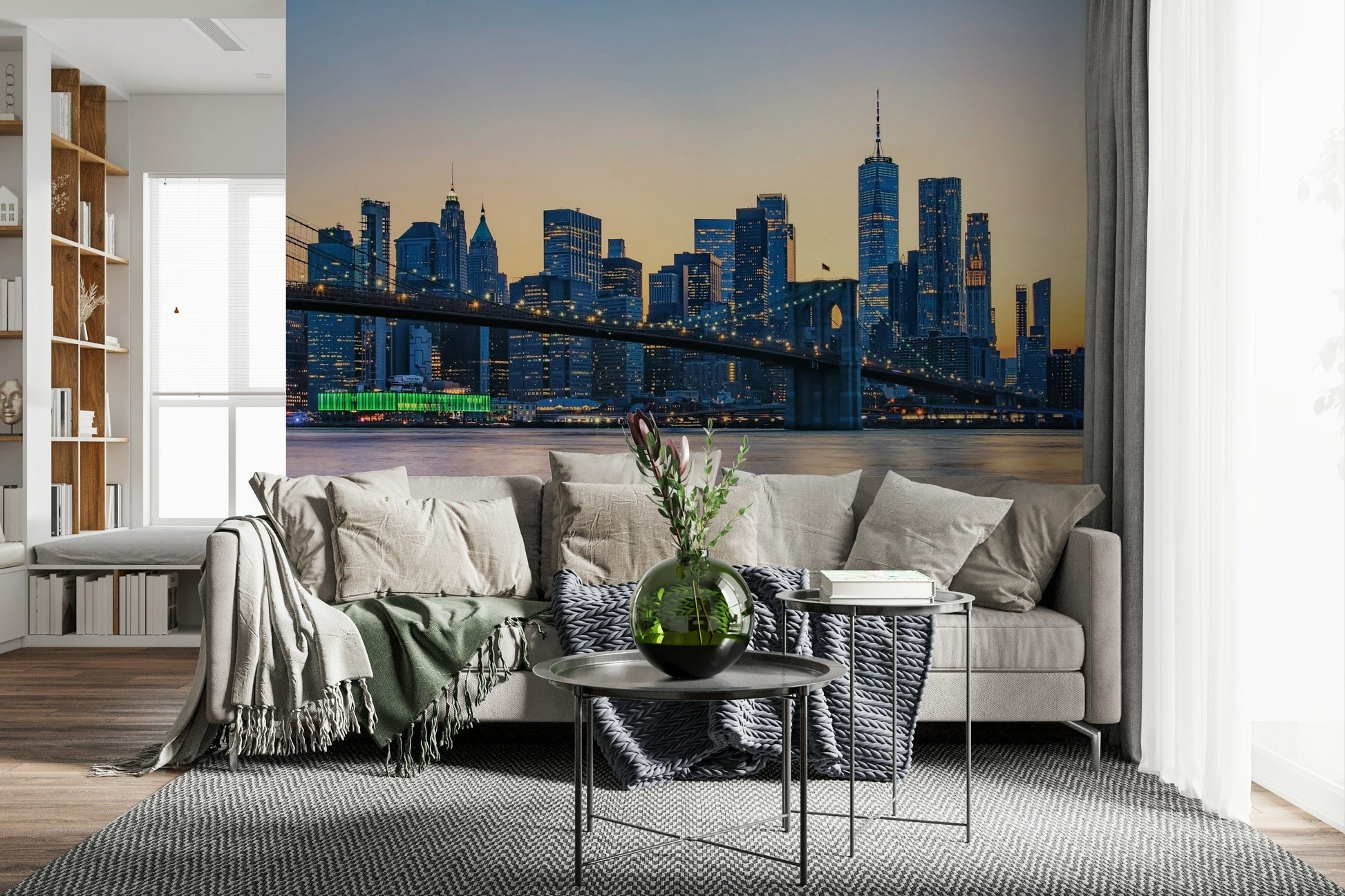 New York skyline wallpaper for walls glowing sunset