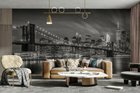 Elegant night-time cityscape wallpaper featuring Brooklyn Bridge

