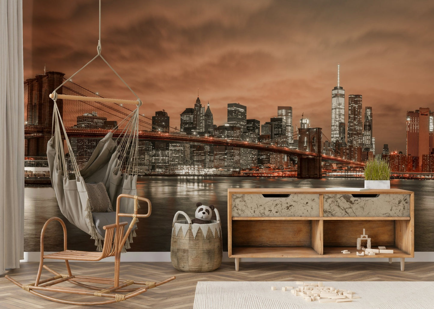 New York City evening wallpaper design
