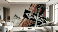 One Way, Brooklyn Wall Mural — iconic New York street scene with authentic city details.