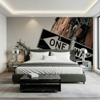 One Way, Brooklyn Wall Mural — vibrant urban scene with a classic New York street vibe.