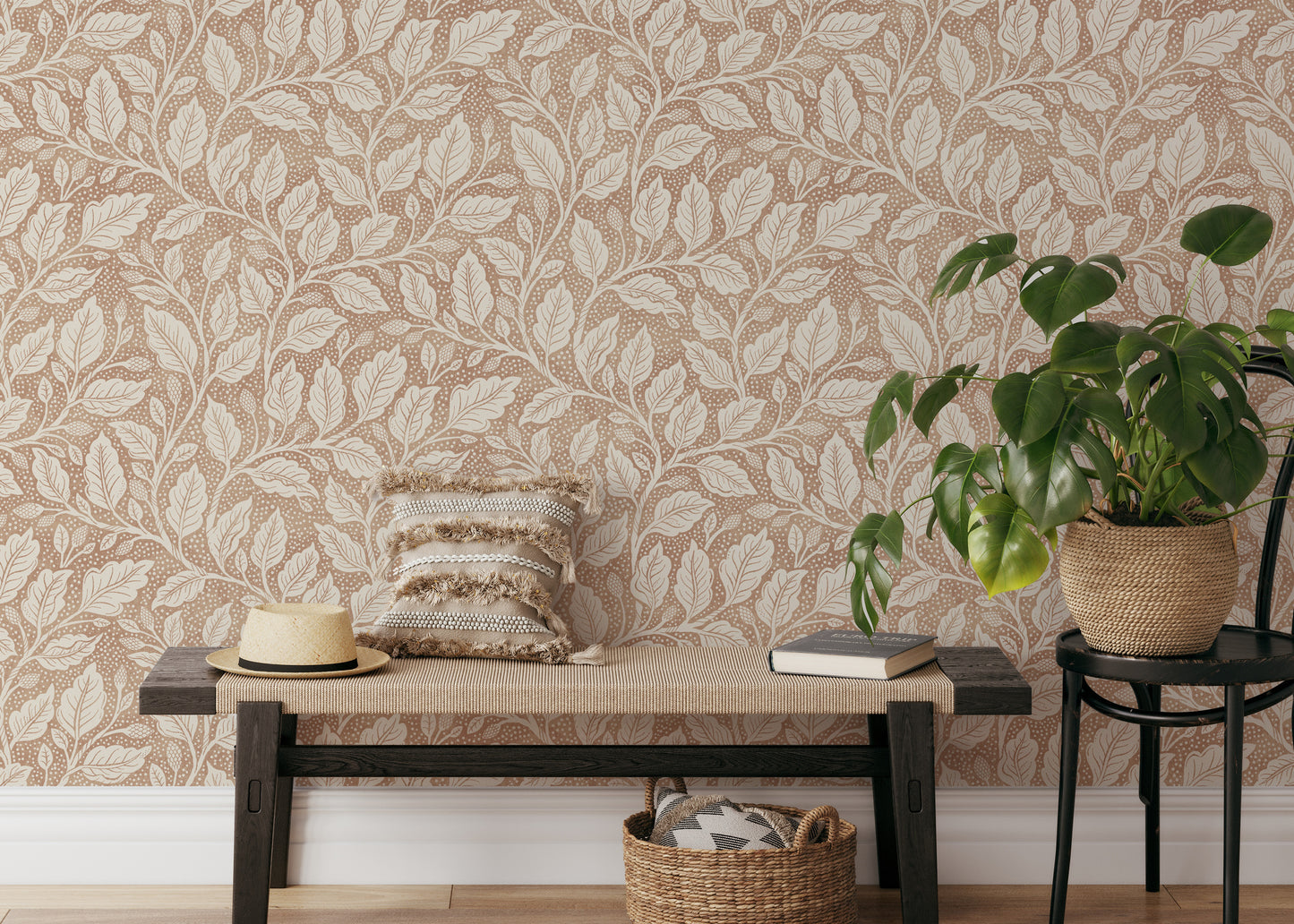 Bruine ontluikende takken behang⁠