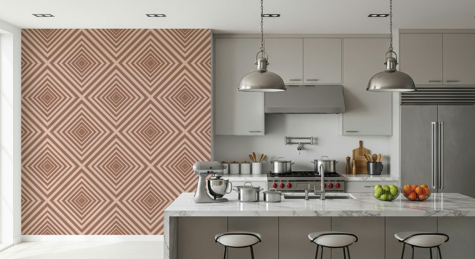 Chic Stripe mural, sophisticated geometric art, refined appearance.