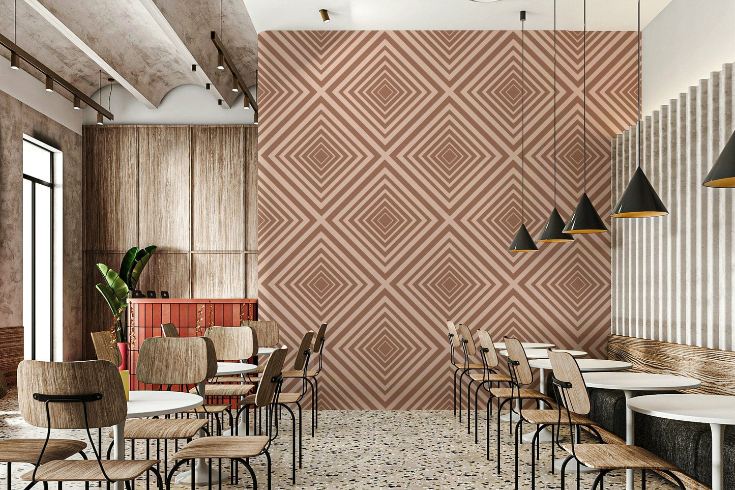 Chevron Modern wallpaper, repeating pattern, elegant wall covering.