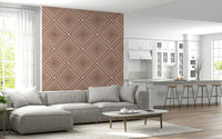 Intersecting Chic mural, stylish abstract V-pattern, soft earth tone.