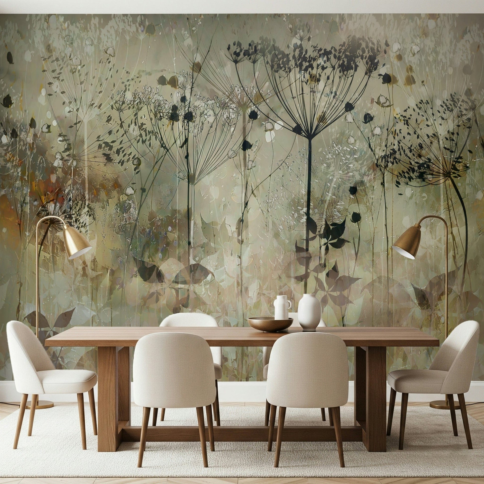 An artistic nature inspired mural for home decor.

