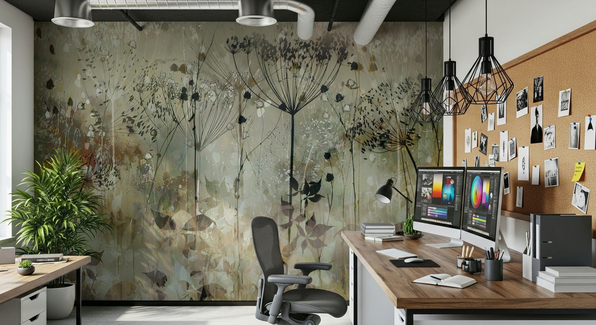 A beautiful subtle floral wallpaper mural for a modern home.

