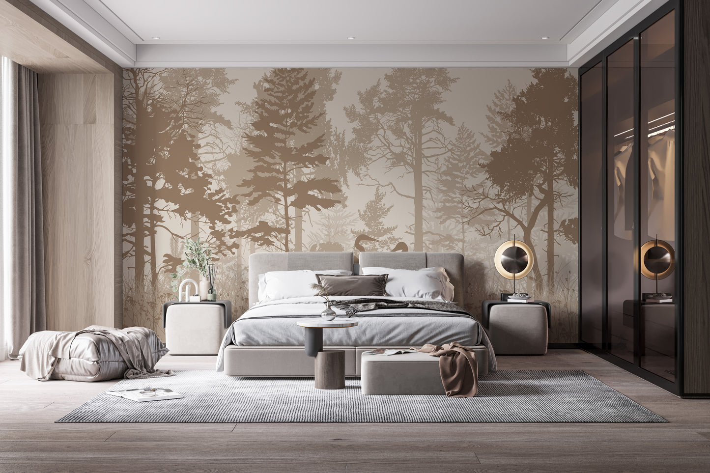 Brown Forest with Herons in the woods wallpaper - Giffywalls