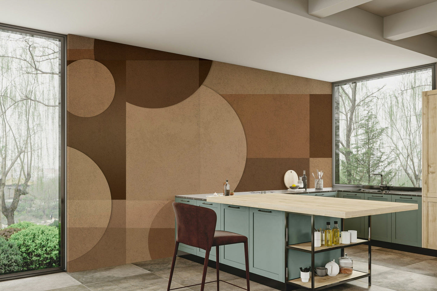 The colors are soft brown tones, with some light browns and whites.

