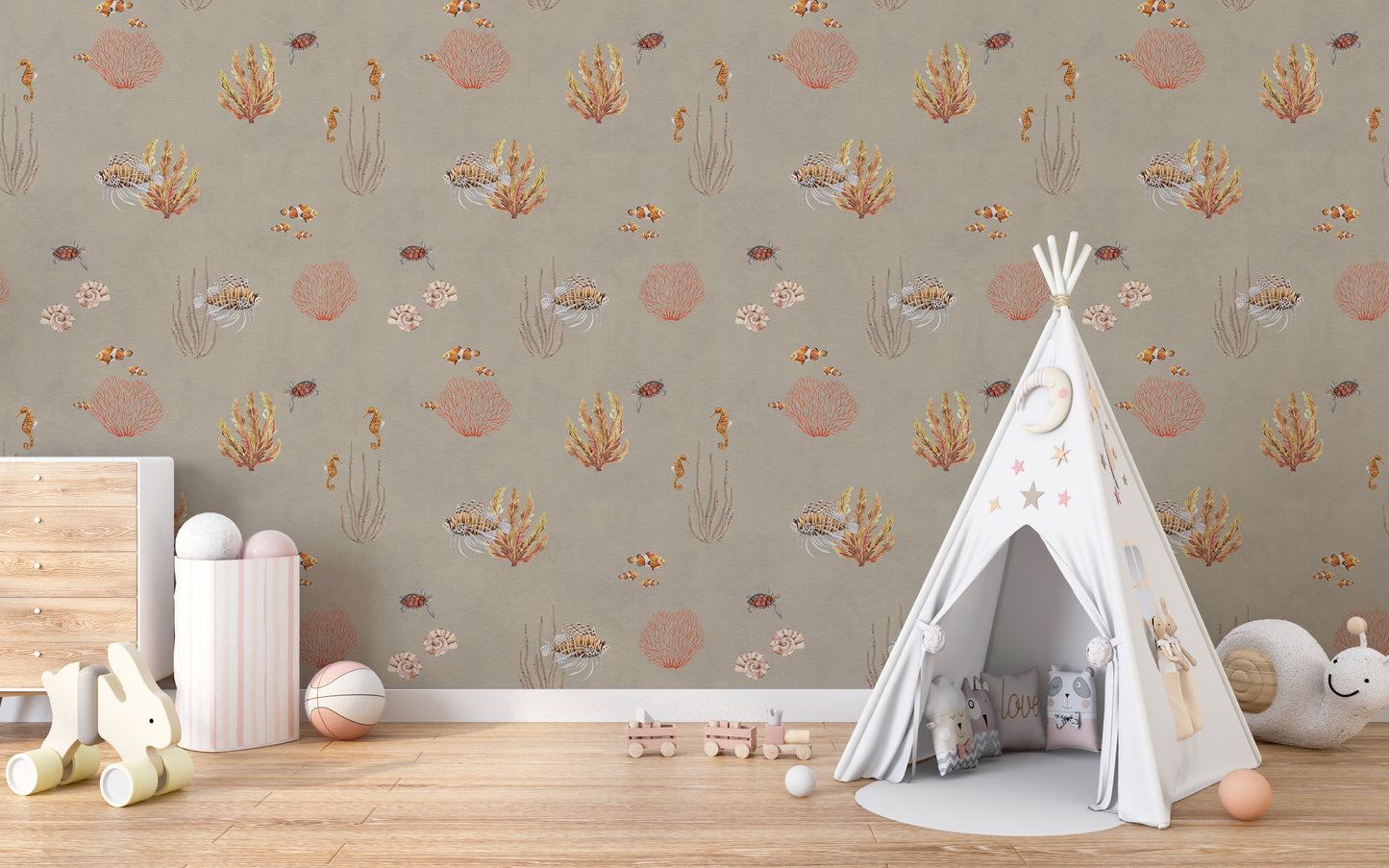 Murale di paraperte oceaniche marroni murale