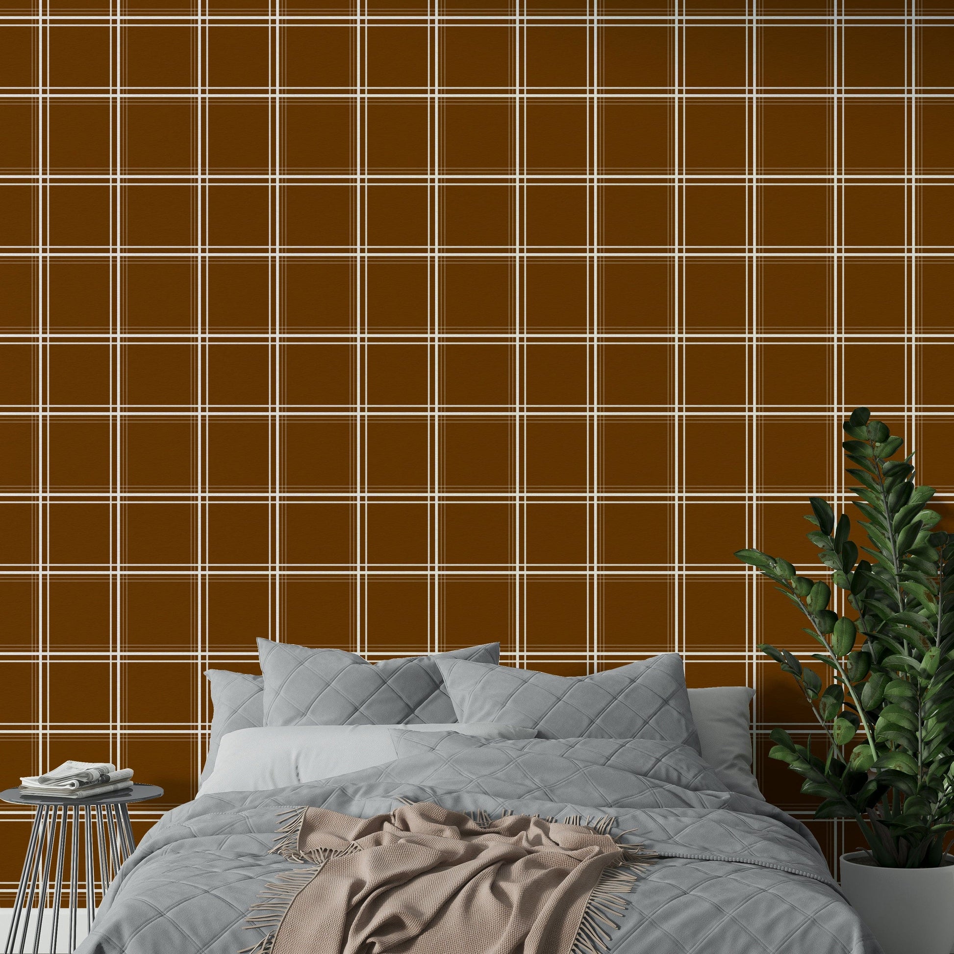 Terra Plaid modern mural wallpaper

