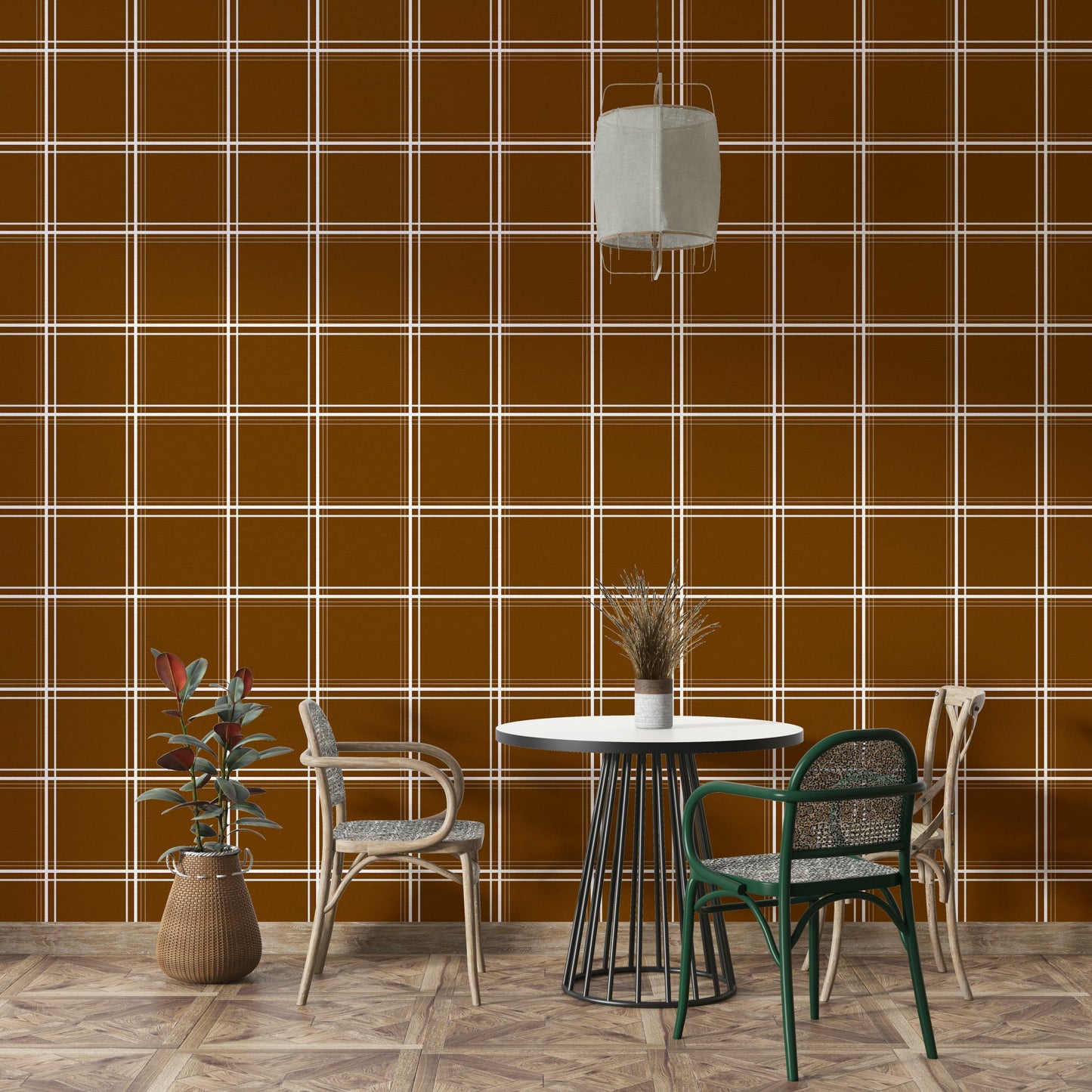 Terra Plaid rustic wallpaper for walls


