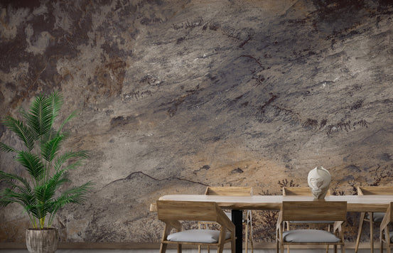 Brown Matured Stone Textured wallpaper mural shown as a full feature wall that highlights the design