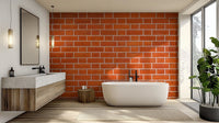 Faux brick terracotta wall mural

