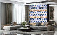 Soft abstract X-pattern wallpaper created with layered brushstrokes.